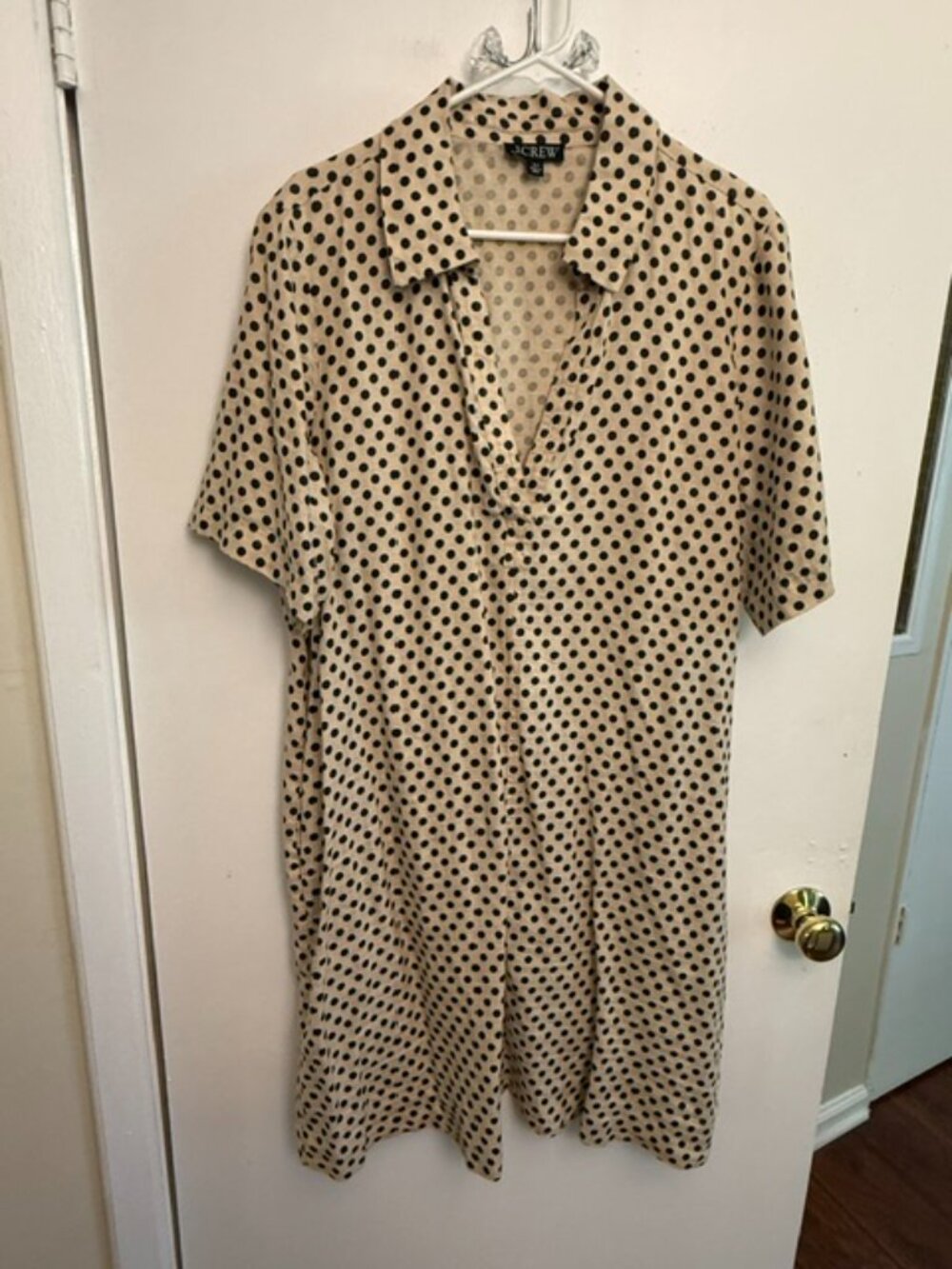 J. Crew Bungalow popover dress in dot linen XL TALL nwot - Picture 2 of 5